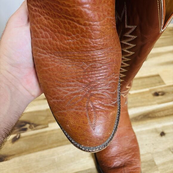 Tony Lama Vintage Brown Leather Cowboy Western Boots Tall Size 11 D Style 6327 - Picture 4 of 12